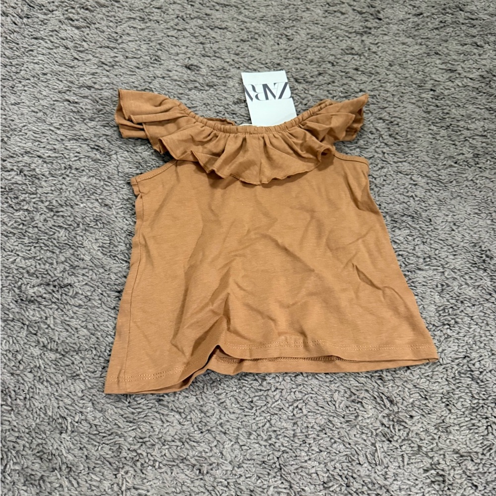Zara Ruffled Brown Blouse